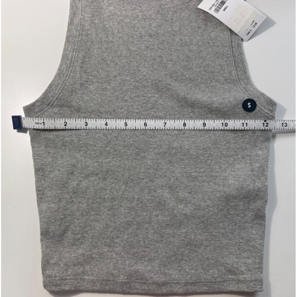 Hollister Must-Have Collection High-Neck Tank Top Heather Grey Ribbed Small NEW - Picture 2 of 7